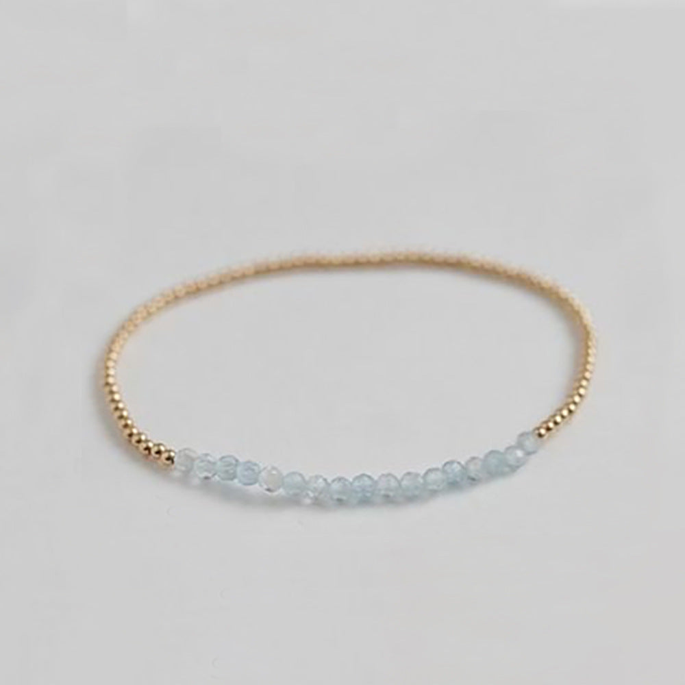 18k Brass Bead Elastic Bracelet Customized with Personalized Healing Birthstone 3mm