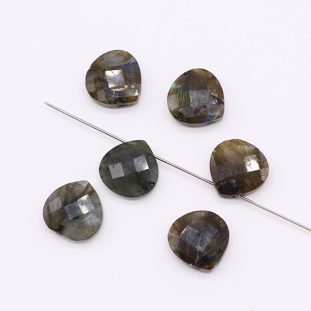 Horizontal Hole Natural Gemstone Cut Face Triangle Water Drop Pendant DIY Jewelry