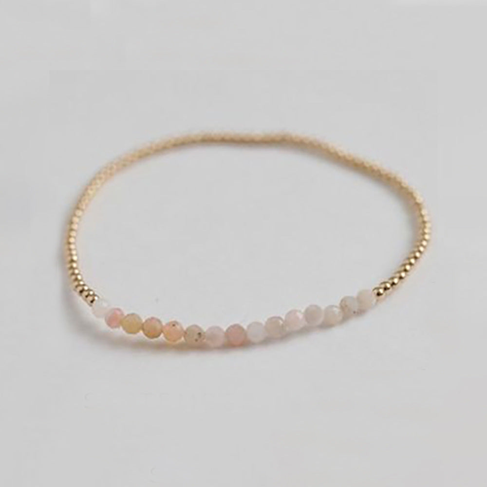 18k Brass Bead Elastic Bracelet Customized with Personalized Healing Birthstone 3mm