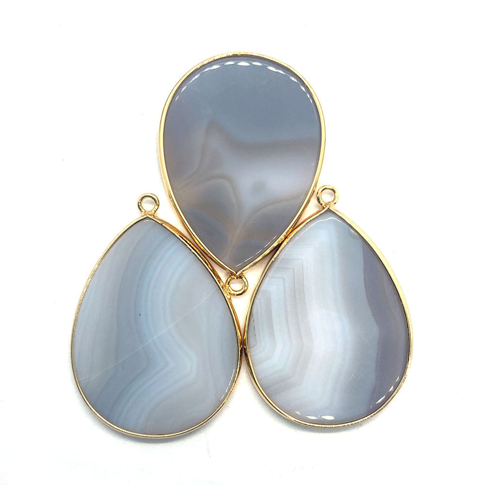 Natural Stone Oval Water Drop Crystal Pendant Necklace Diy Gem Jewelry Earrings Making