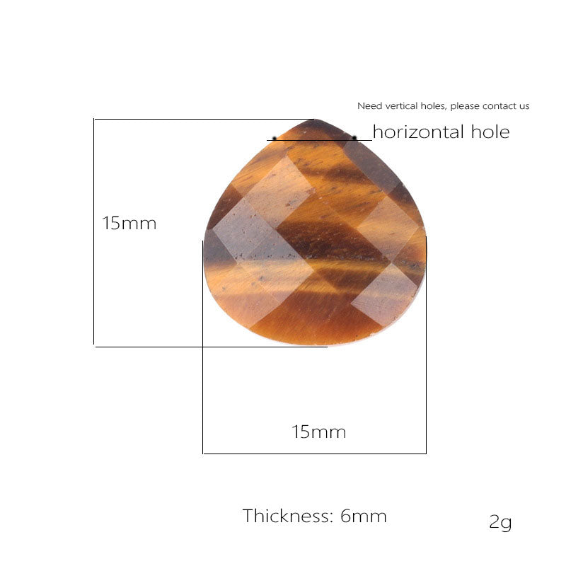 Horizontal Hole Natural Gemstone Cut Face Triangle Water Drop Pendant DIY Jewelry