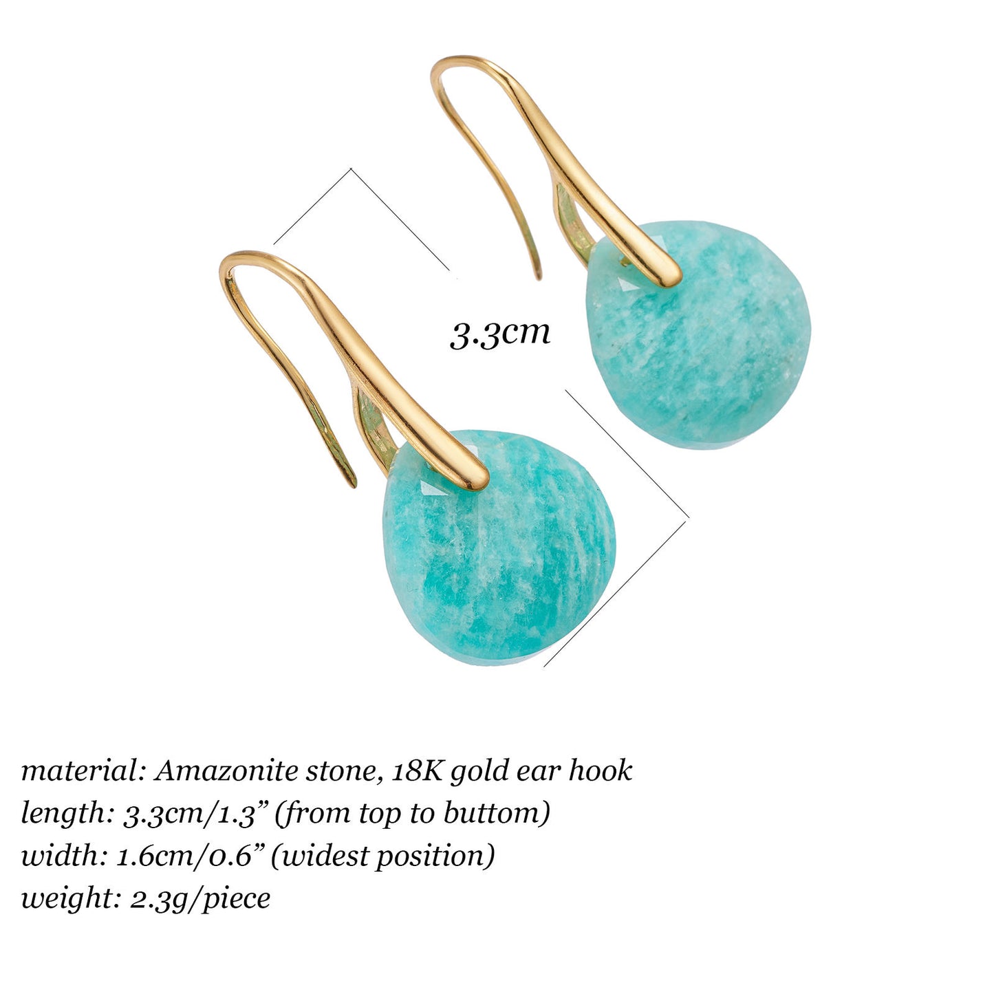 GIRAFFE Lightweight Gemstone Teardrop Dangling Earrings Crystal Jewelry Hypoallergenic Gold Plated Bezel Earrings for Women