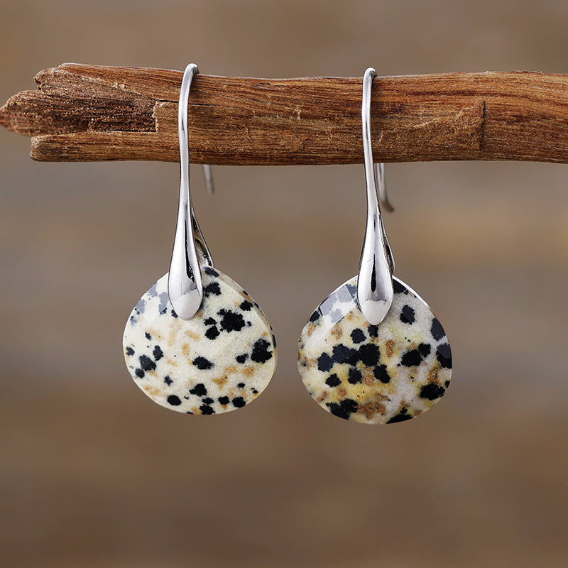 GIRAFFE Lightweight Gemstone Teardrop Dangling Earrings Crystal Jewelry Hypoallergenic Gold Plated Bezel Earrings for Women