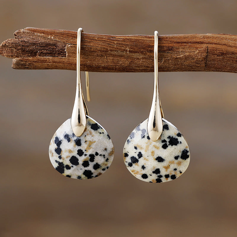 GIRAFFE Lightweight Gemstone Teardrop Dangling Earrings Crystal Jewelry Hypoallergenic Gold Plated Bezel Earrings for Women
