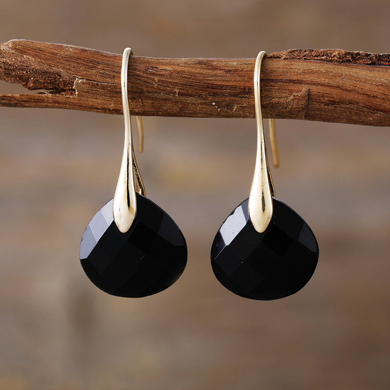 GIRAFFE Lightweight Gemstone Teardrop Dangling Earrings Crystal Jewelry Hypoallergenic Gold Plated Bezel Earrings for Women