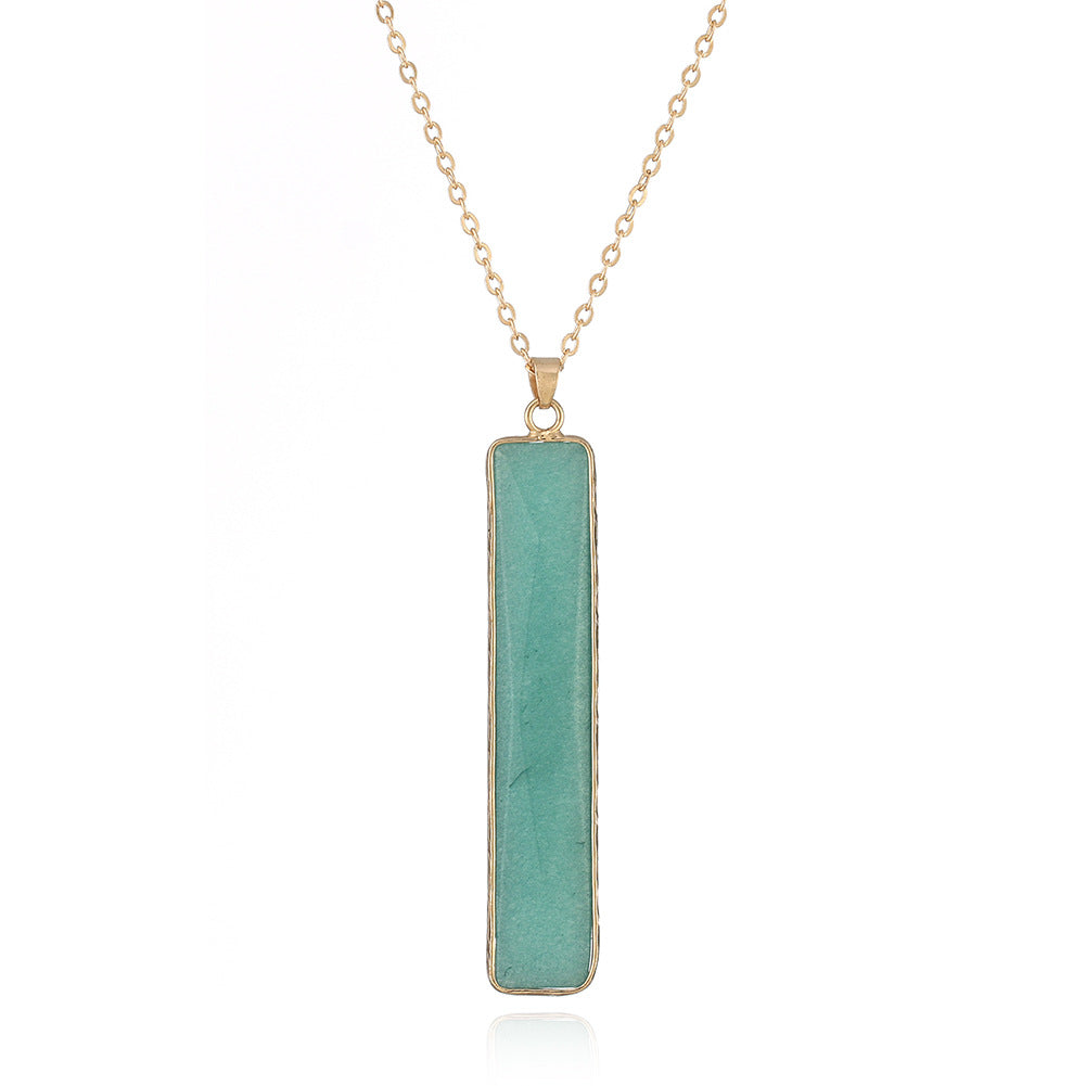 Green Aventurine Earrings Affirmation Gemstone Geometric Drop Earrings