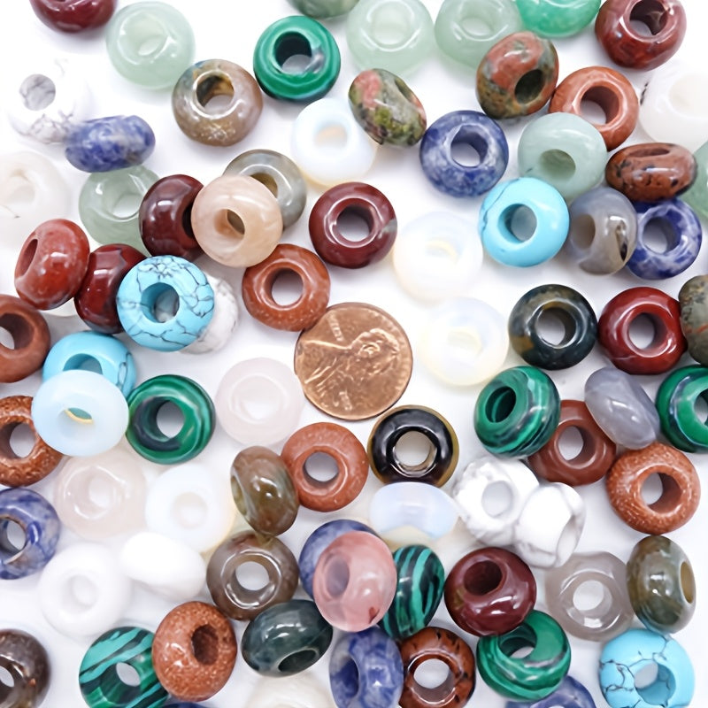 50pcs Natural Stone Rondelle Beads ﻿ Versatile Gemstone Accessories Handmade-Jewelry