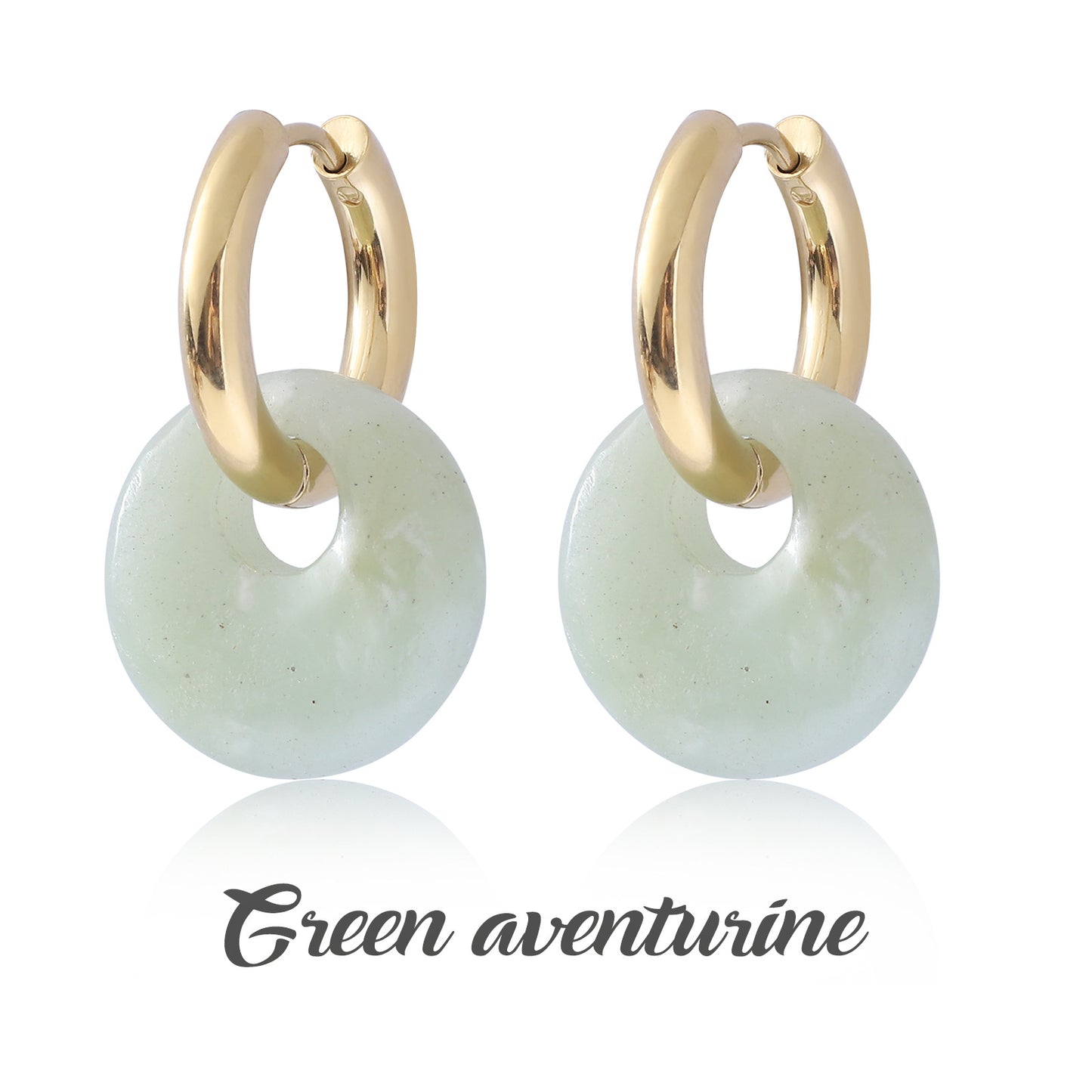Donut Earrings Buckle Earrings Gold  Amethyst Earrings Rose Quartz Earrings Stainless Steel Double Circle