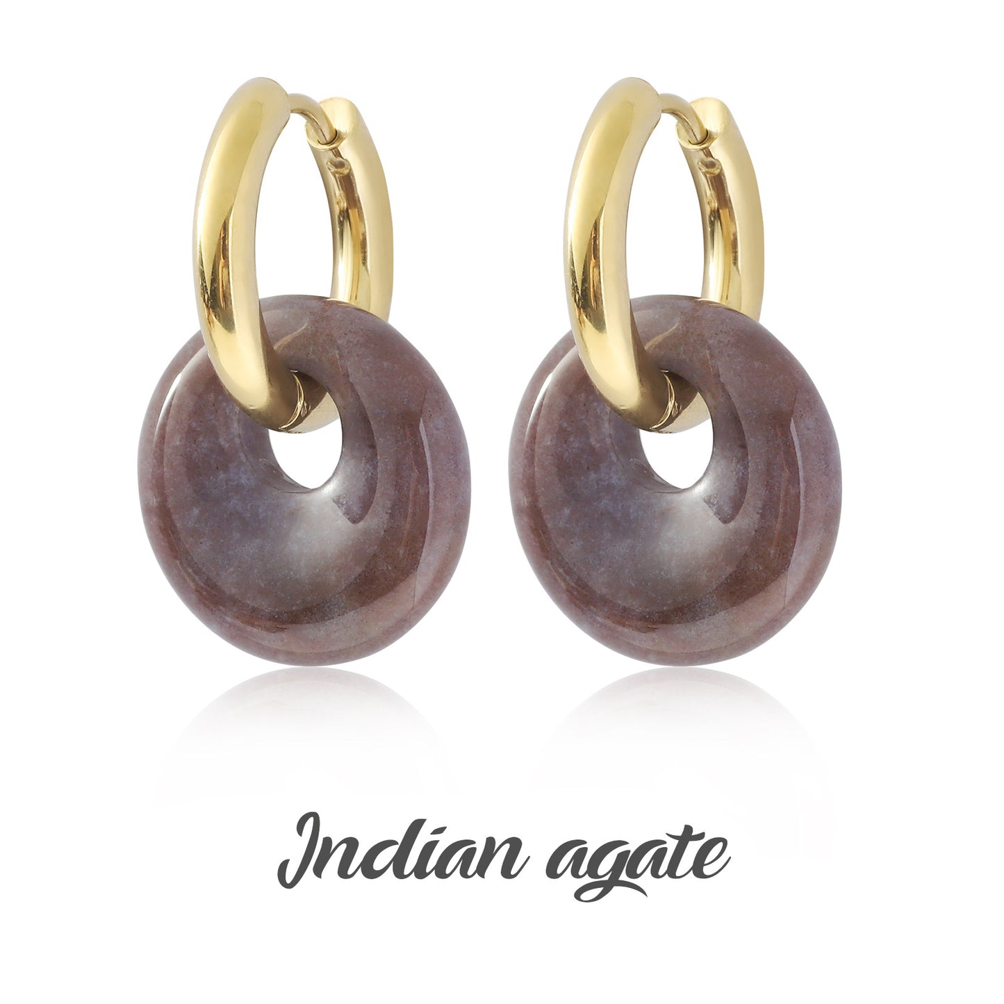 Donut Earrings Buckle Earrings Gold  Amethyst Earrings Rose Quartz Earrings Stainless Steel Double Circle