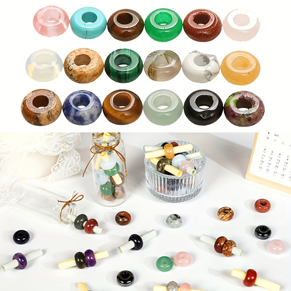 50pcs Natural Stone Rondelle Beads ﻿ Versatile Gemstone Accessories Handmade-Jewelry
