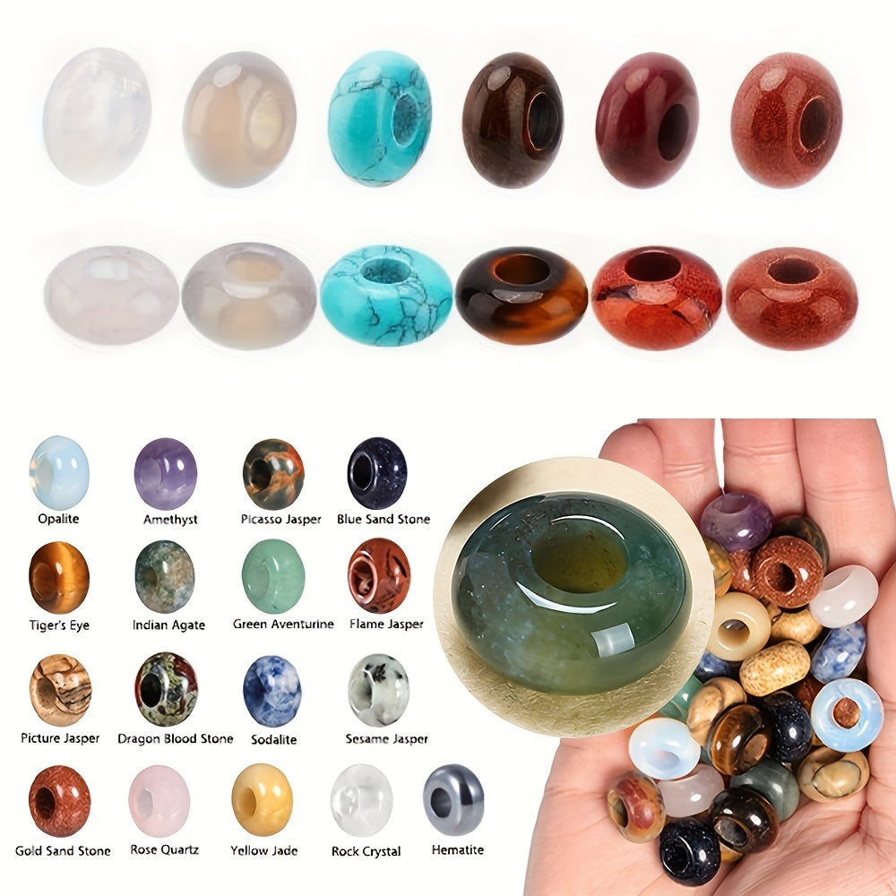 50pcs Natural Stone Rondelle Beads ﻿ Versatile Gemstone Accessories Handmade-Jewelry