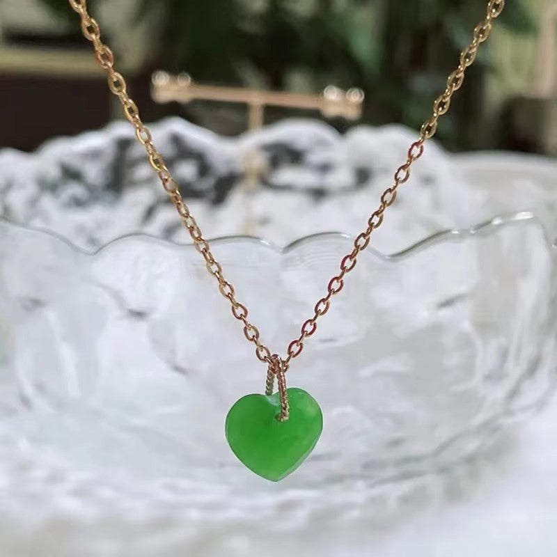 【GIRAFFE®】Minimalist Jewelry Rose Quartz Heart Necklace Gemstone Pendant Women Choker Necklace