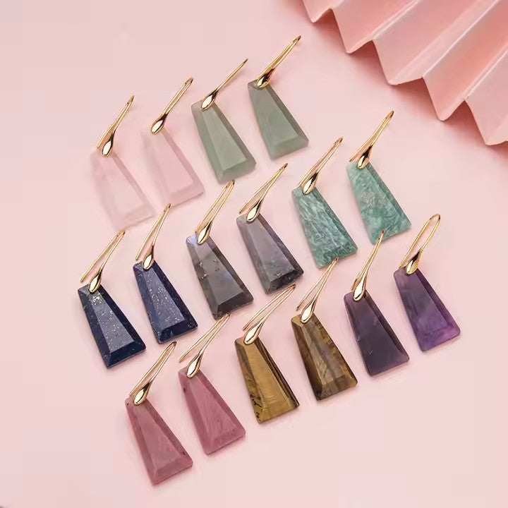 Wholesale Geometric Trapezoid Gemstone Crystal Pendant Charm Fashion Jewelry Accessories