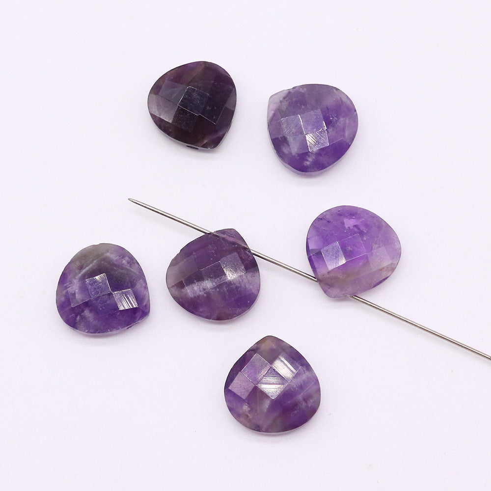 Horizontal Hole Natural Gemstone Cut Face Triangle Water Drop Pendant DIY Jewelry