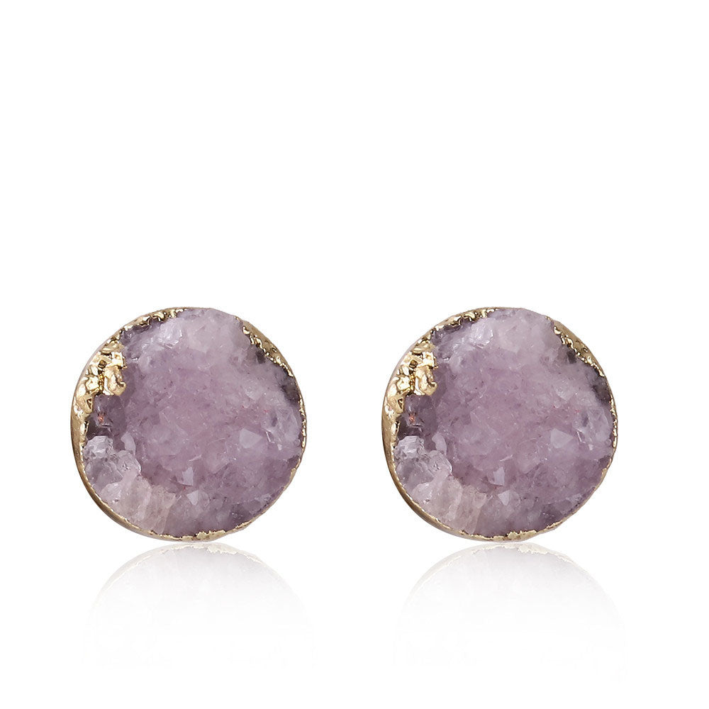 Natural Gemstone Earrings Crystal Bud Handmade Brass Crystal  Earrings