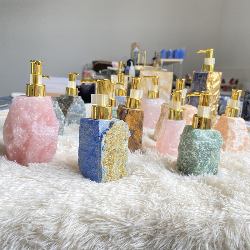 Raw Stone  Perfume Bottles  Dispense Shower Gel Original Stone Crystal Press Bottle