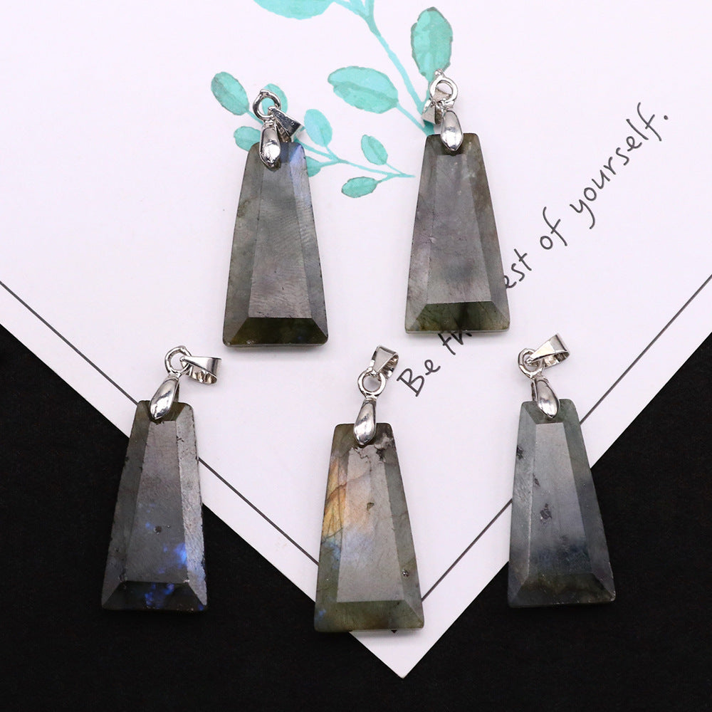 Wholesale Geometric Trapezoid Gemstone Crystal Pendant Charm Fashion Jewelry Accessories