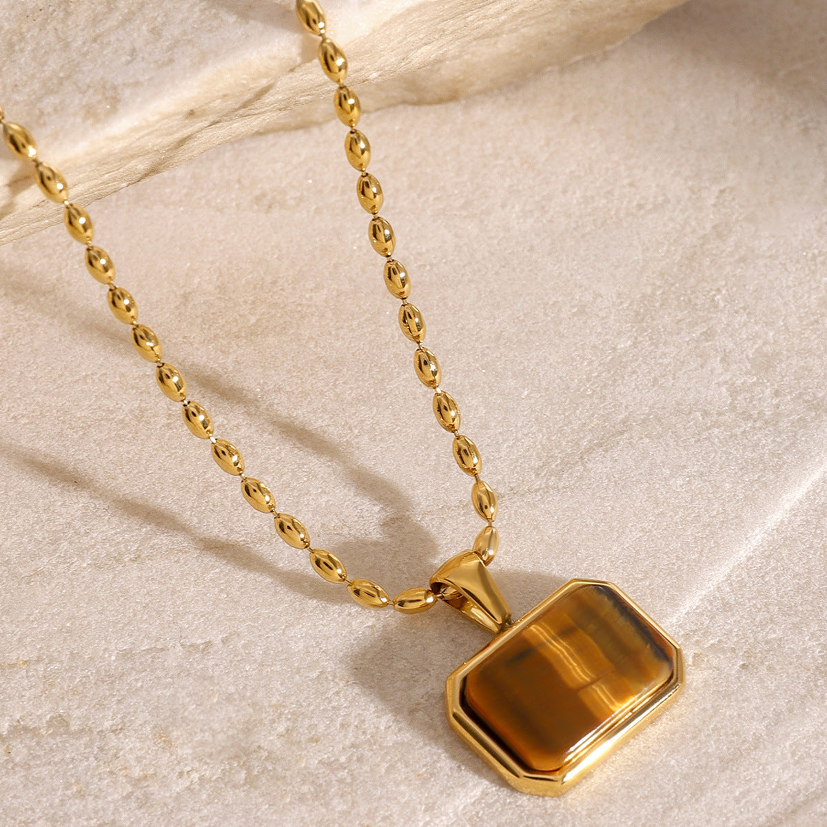 【GIRAFFE®】Amazonite Tiger eye Lapis lazuli Green jade Necklace,Minimalist Gemstone necklace