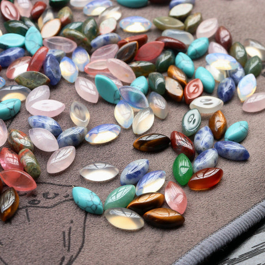 Natural Jade Agate Crystal Horse-eye Shape Cabochons Nude Stone Ring patch DIY Handmade Necklace Pendant Accessories