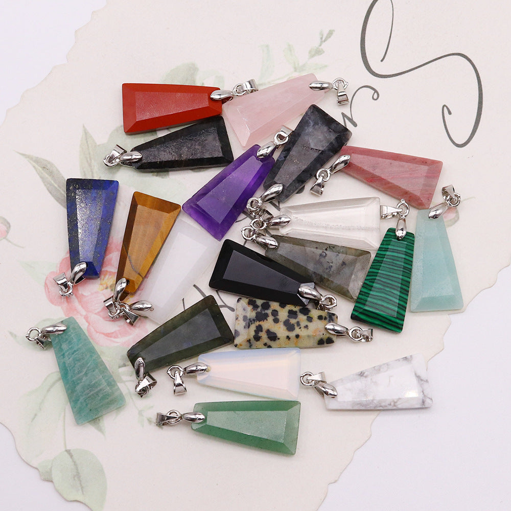 Wholesale Geometric Trapezoid Gemstone Crystal Pendant Charm Fashion Jewelry Accessories