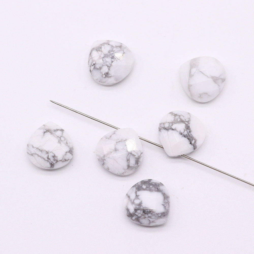 Horizontal Hole Natural Gemstone Cut Face Triangle Water Drop Pendant DIY Jewelry
