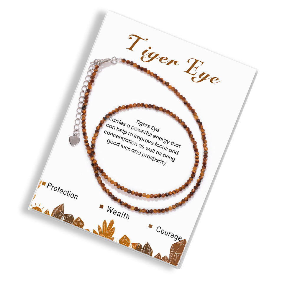 Natural Gemstone Necklace, Faceted Cube, 2-2.5mm, Mother's Clasp, Simple Style