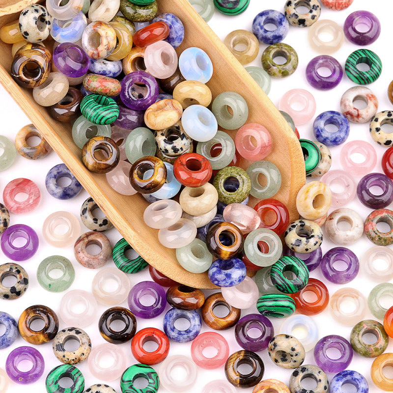 50pcs Natural Stone Rondelle Beads ﻿ Versatile Gemstone Accessories Handmade-Jewelry