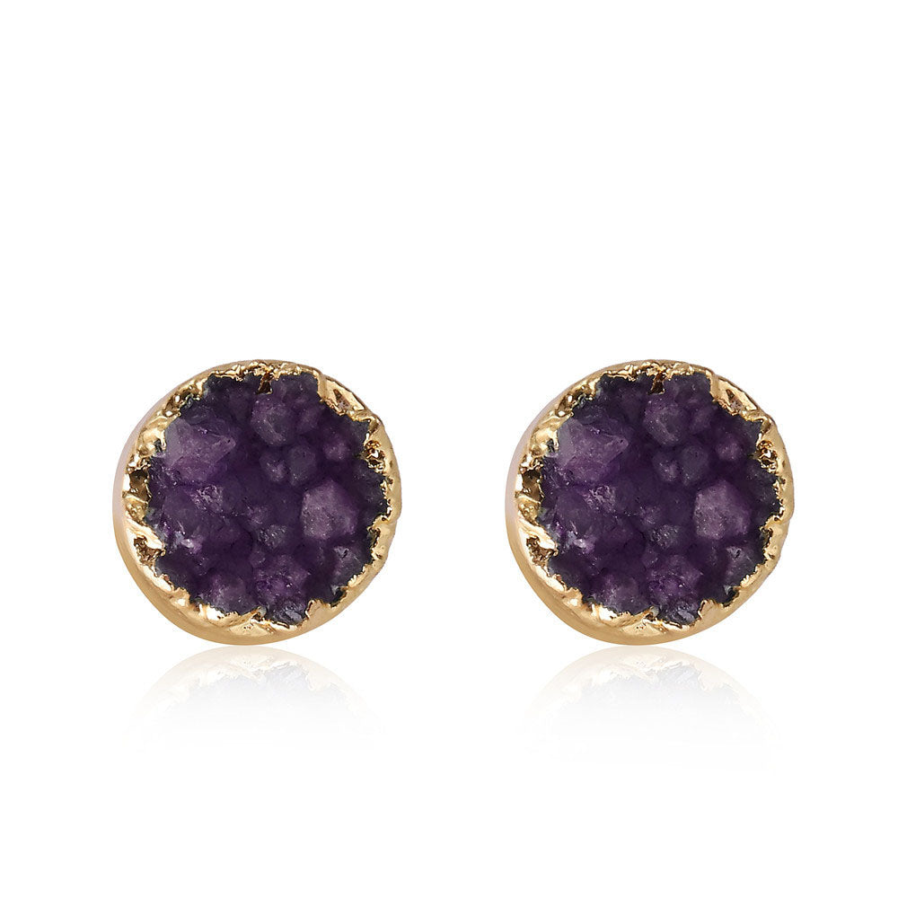 Natural Gemstone Earrings Crystal Bud Handmade Brass Crystal  Earrings