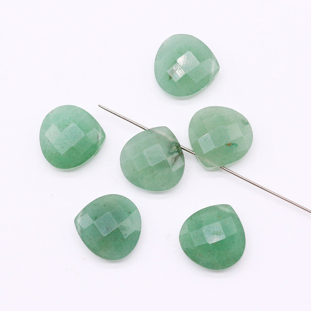 Horizontal Hole Natural Gemstone Cut Face Triangle Water Drop Pendant DIY Jewelry