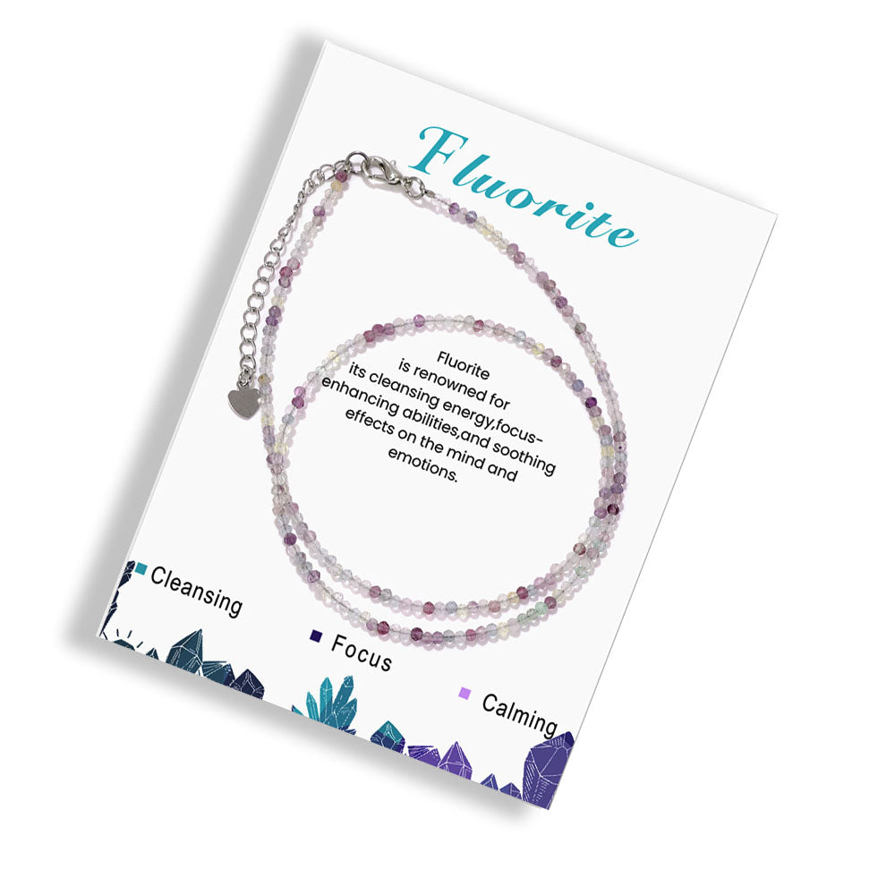 Natural Gemstone Necklace, Faceted Cube, 2-2.5mm, Mother's Clasp, Simple Style