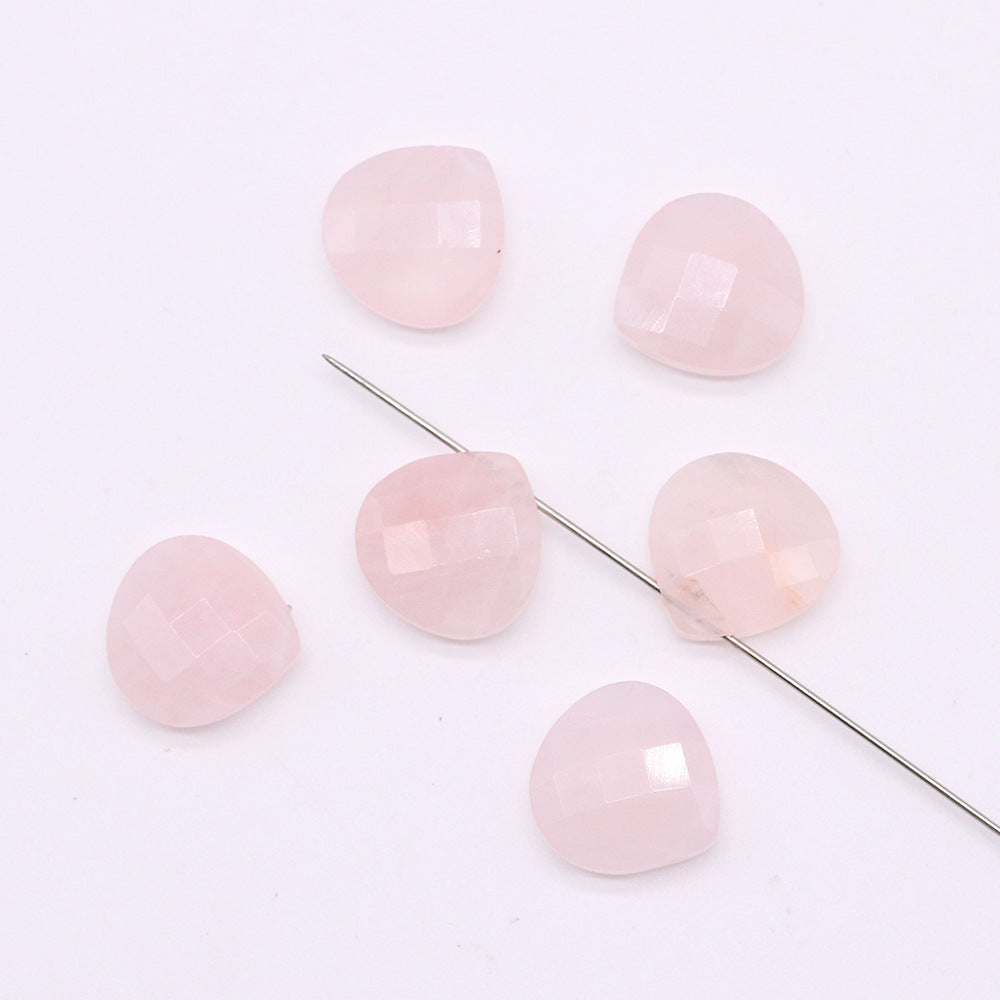 Horizontal Hole Natural Gemstone Cut Face Triangle Water Drop Pendant DIY Jewelry