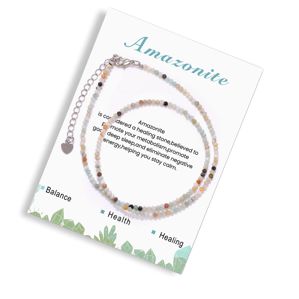 Natural Gemstone Necklace, Faceted Cube, 2-2.5mm, Mother's Clasp, Simple Style