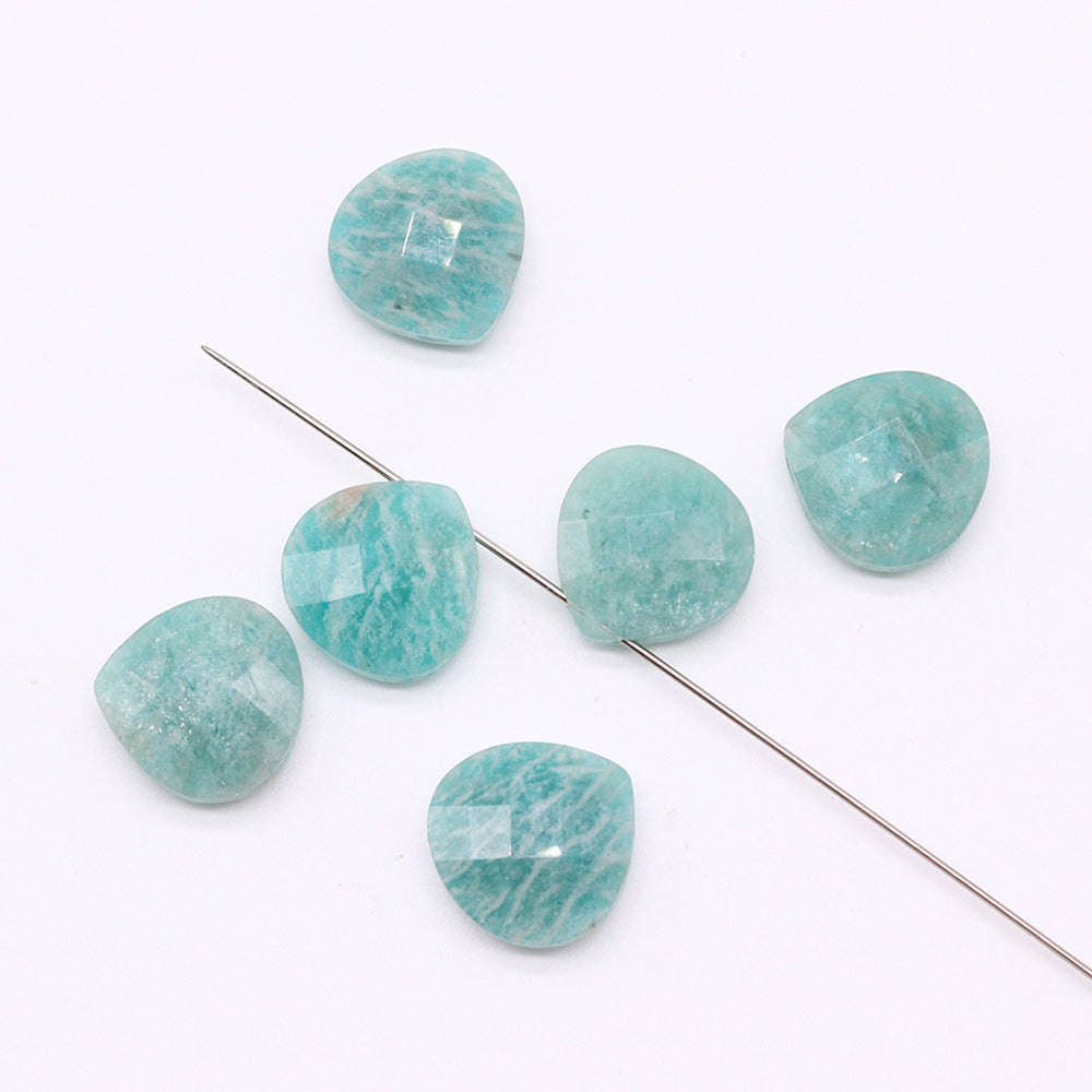 Horizontal Hole Natural Gemstone Cut Face Triangle Water Drop Pendant DIY Jewelry