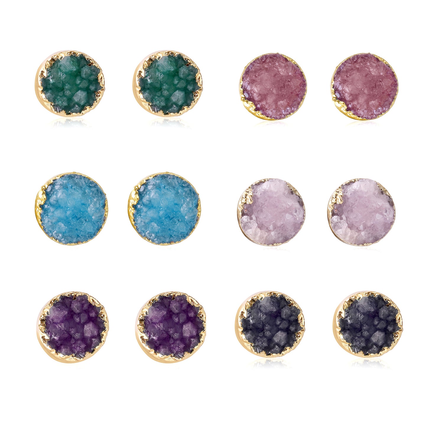 Natural Gemstone Earrings Crystal Bud Handmade Brass Crystal  Earrings