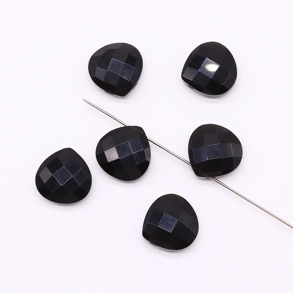 Horizontal Hole Natural Gemstone Cut Face Triangle Water Drop Pendant DIY Jewelry