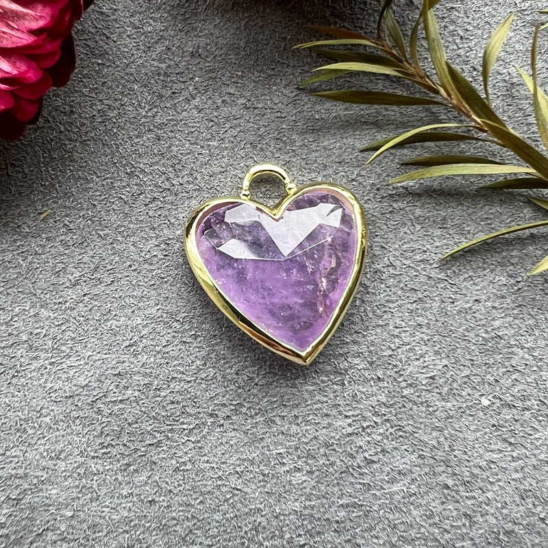 Beautiful Gemstone Amethyst Pendant Gemstone Heart Pendant for Necklace Making