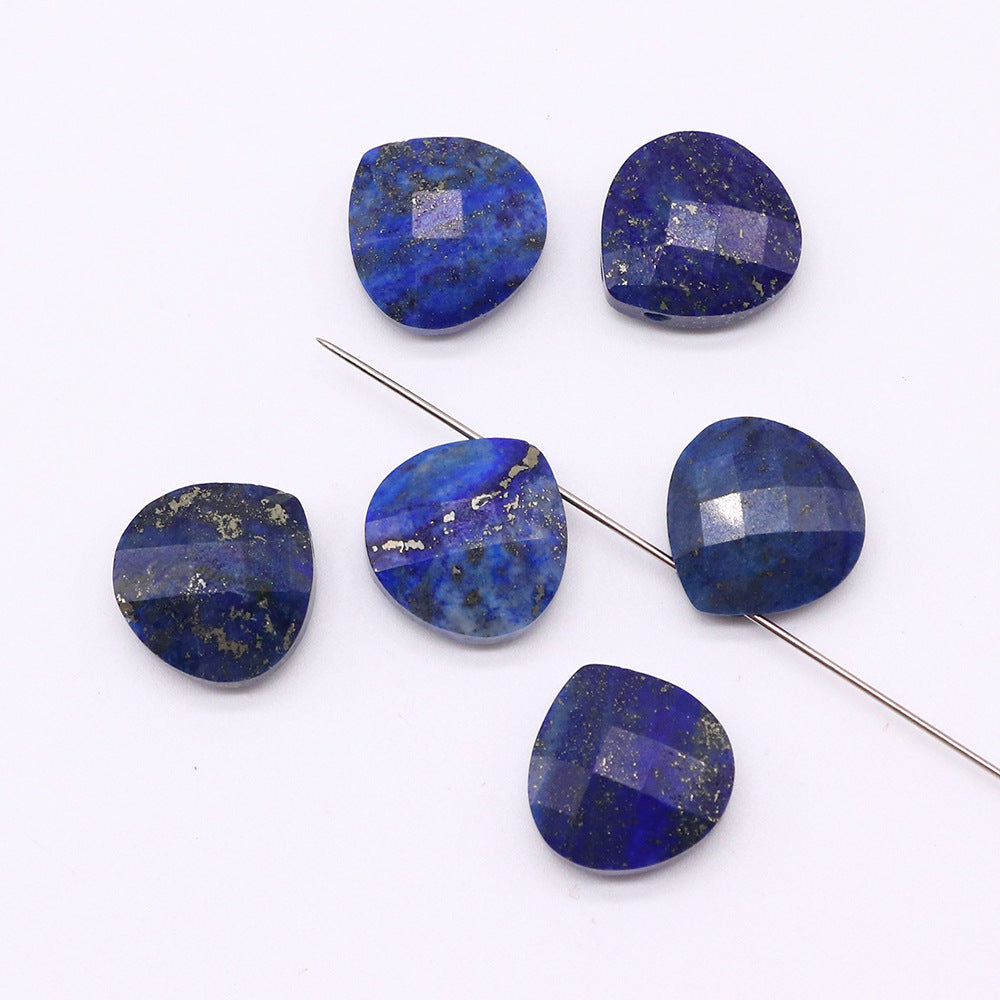 Horizontal Hole Natural Gemstone Cut Face Triangle Water Drop Pendant DIY Jewelry