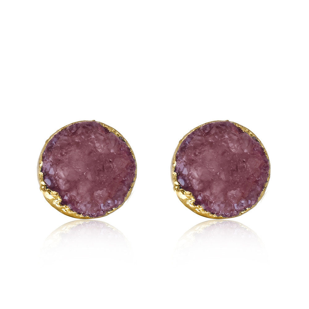 Natural Gemstone Earrings Crystal Bud Handmade Brass Crystal  Earrings