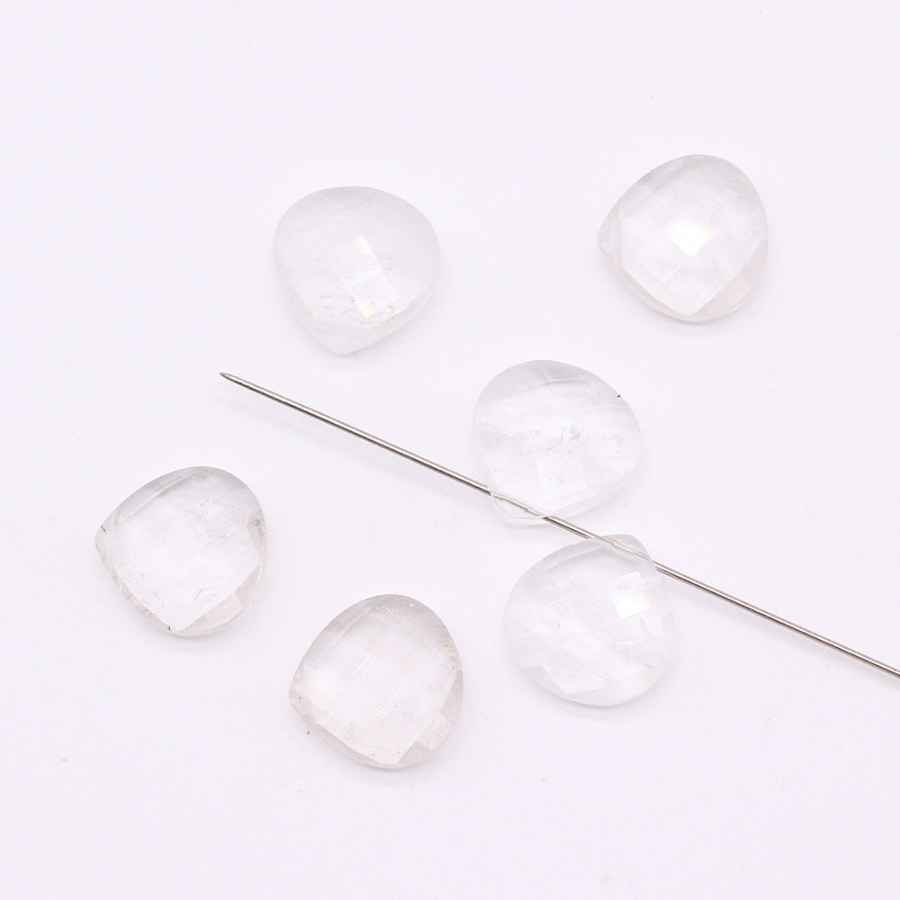 Horizontal Hole Natural Gemstone Cut Face Triangle Water Drop Pendant DIY Jewelry