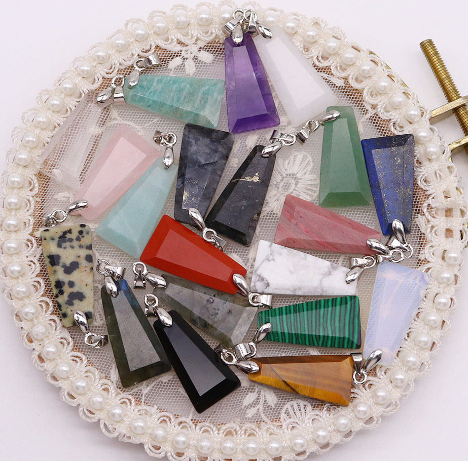 Wholesale Geometric Trapezoid Gemstone Crystal Pendant Charm Fashion Jewelry Accessories