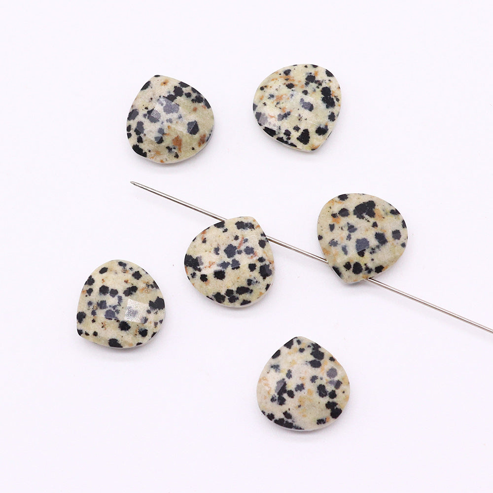 Horizontal Hole Natural Gemstone Cut Face Triangle Water Drop Pendant DIY Jewelry