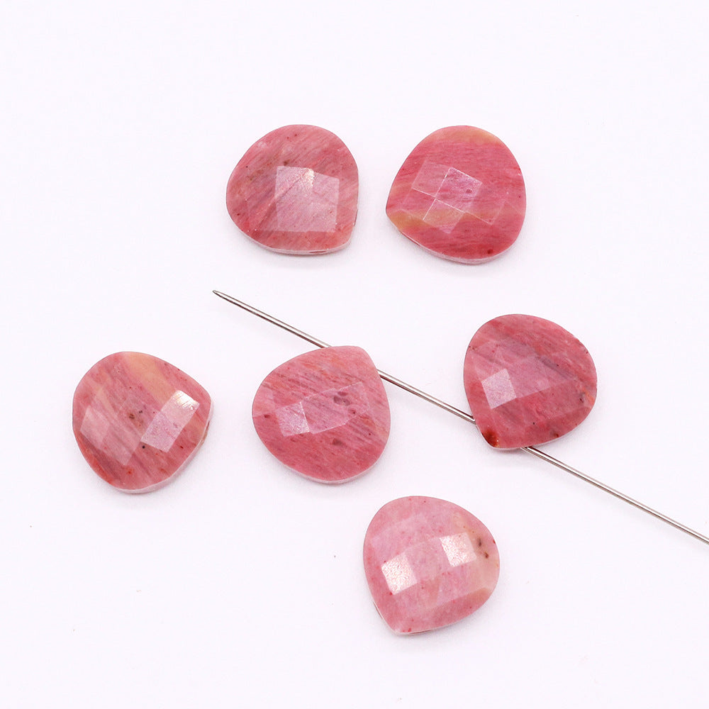 Horizontal Hole Natural Gemstone Cut Face Triangle Water Drop Pendant DIY Jewelry