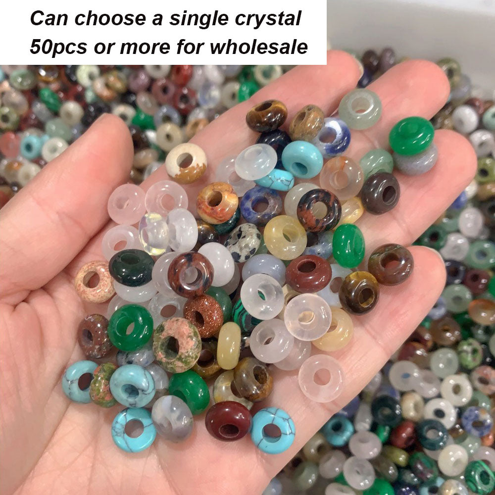 50pcs Natural Stone Rondelle Beads ﻿ Versatile Gemstone Accessories Handmade-Jewelry