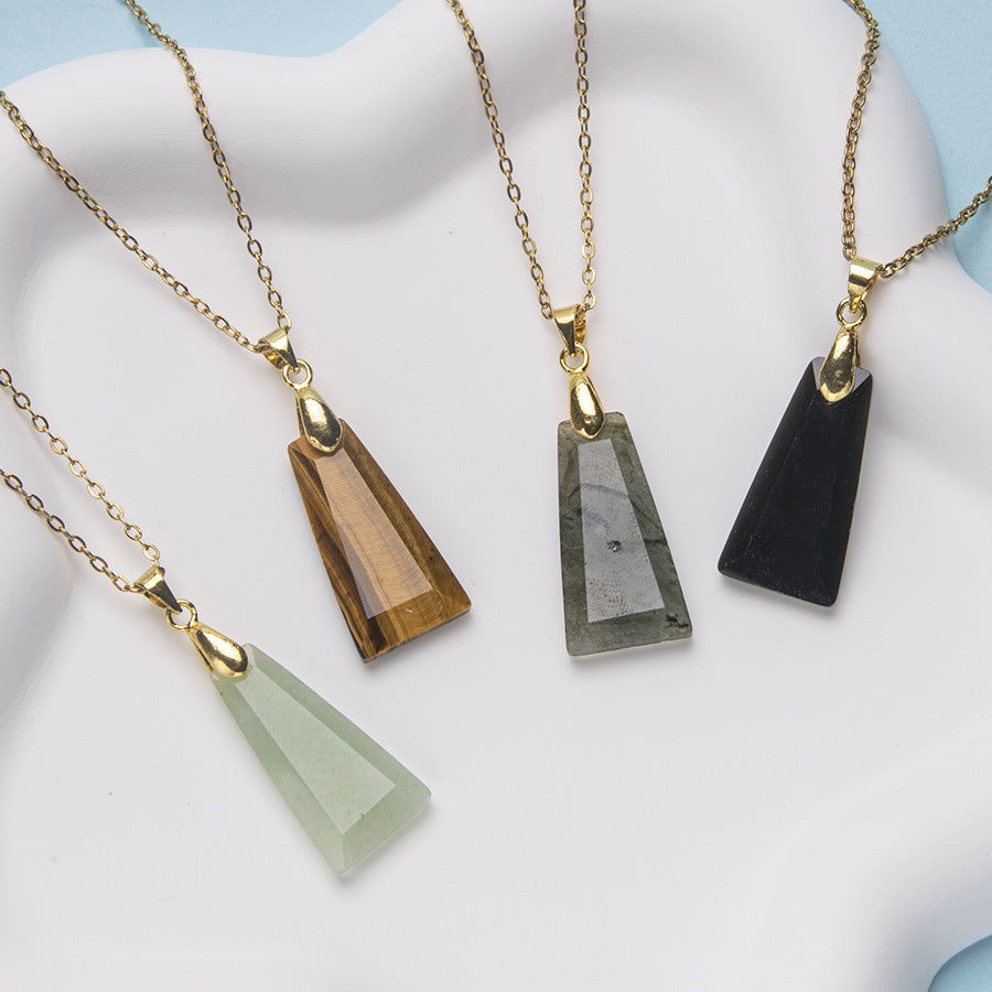 Wholesale Geometric Trapezoid Gemstone Crystal Pendant Charm Fashion Jewelry Accessories