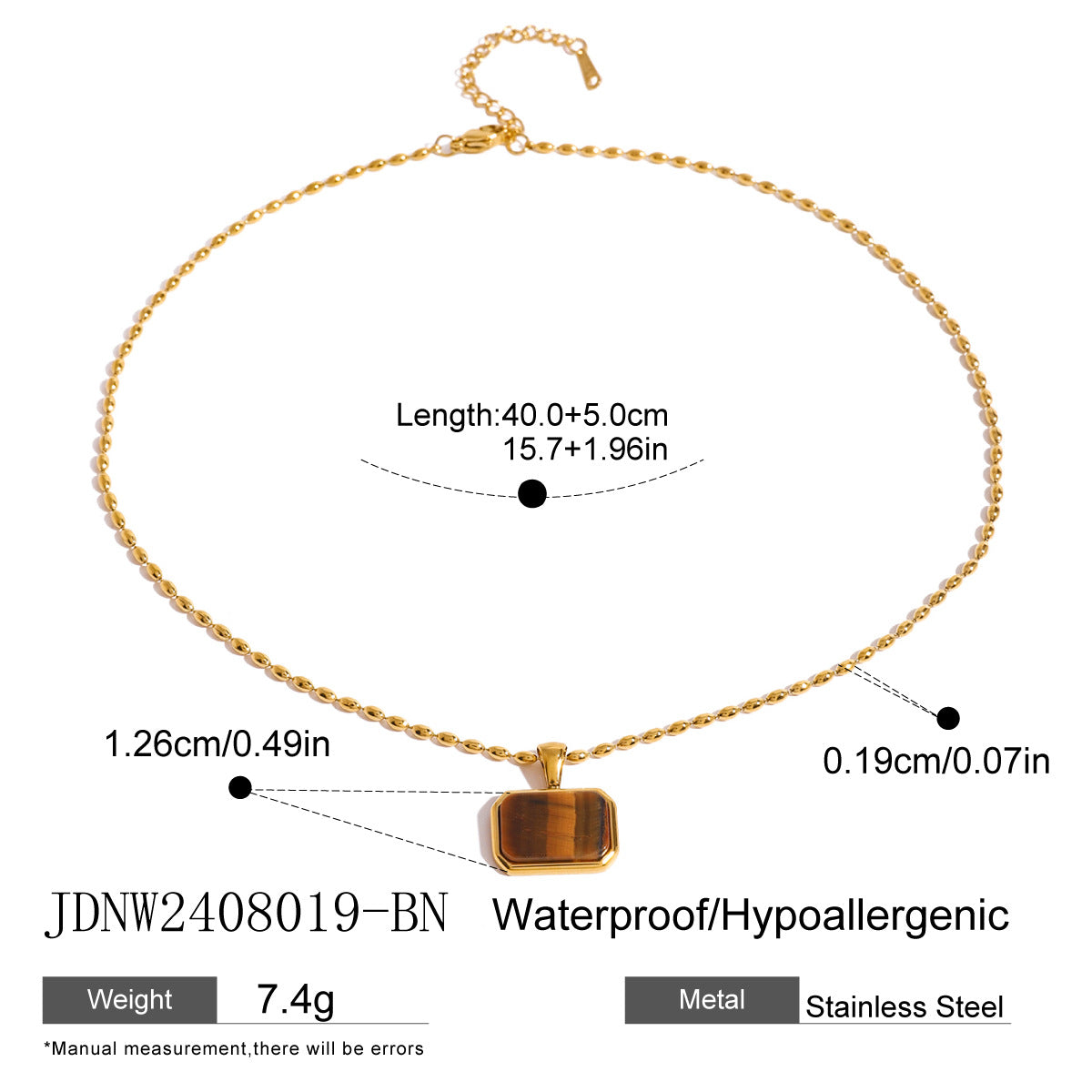 【GIRAFFE®】Amazonite Tiger eye Lapis lazuli Green jade Necklace,Minimalist Gemstone necklace