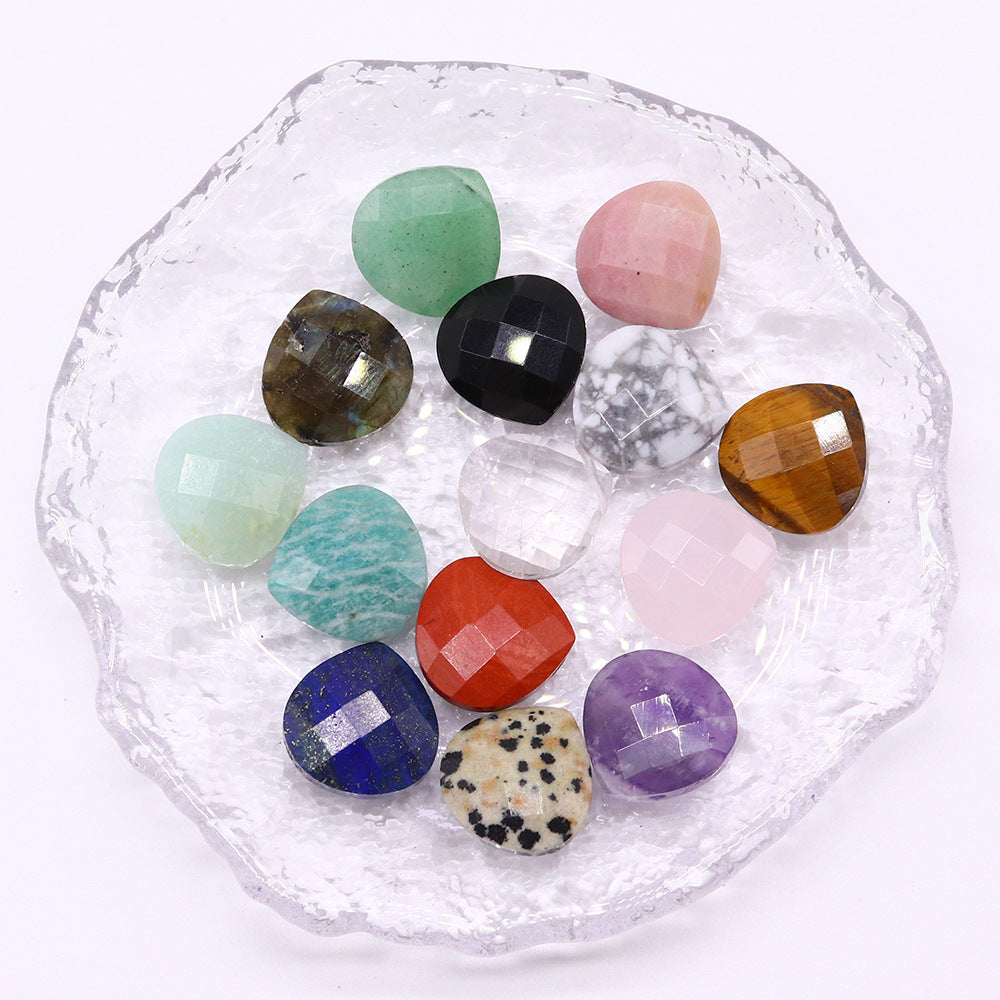 Horizontal Hole Natural Gemstone Cut Face Triangle Water Drop Pendant DIY Jewelry
