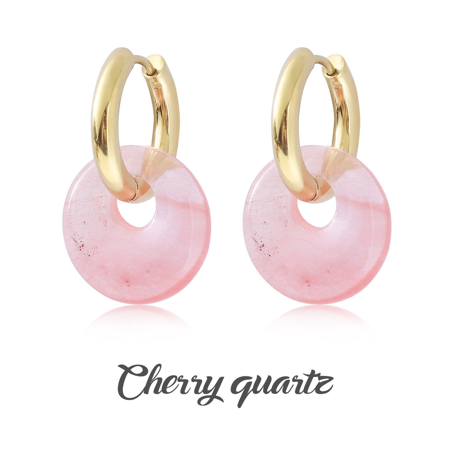 Donut Earrings Buckle Earrings Gold  Amethyst Earrings Rose Quartz Earrings Stainless Steel Double Circle