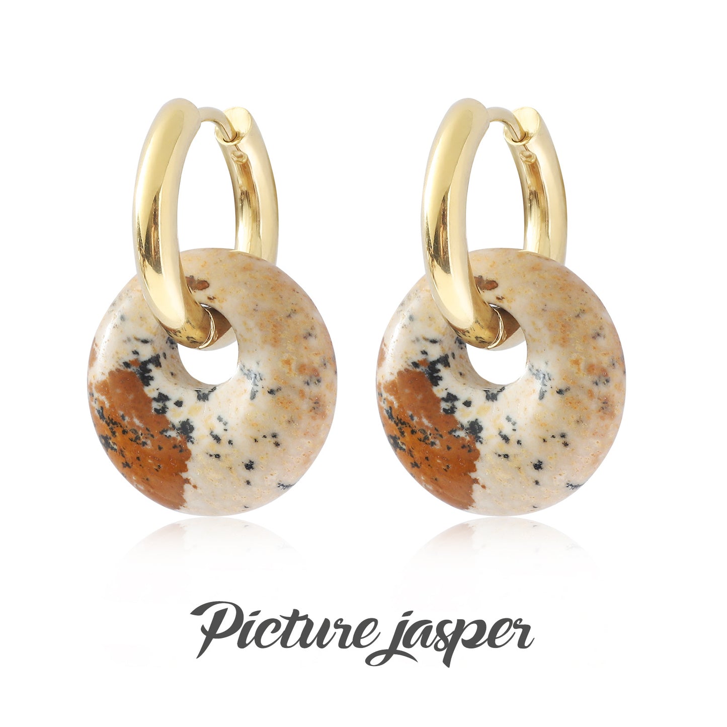 Donut Earrings Buckle Earrings Gold  Amethyst Earrings Rose Quartz Earrings Stainless Steel Double Circle