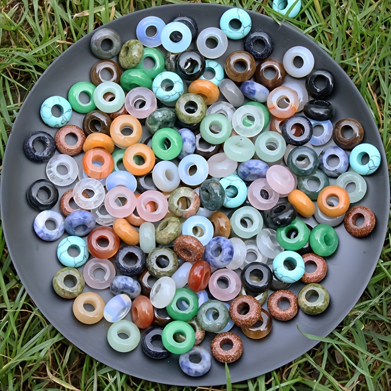 50pcs Natural Stone Rondelle Beads ﻿ Versatile Gemstone Accessories Handmade-Jewelry