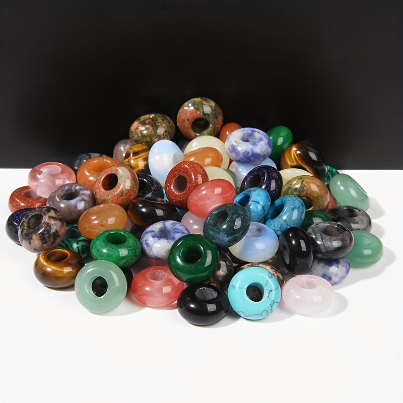 50pcs Natural Stone Rondelle Beads ﻿ Versatile Gemstone Accessories Handmade-Jewelry